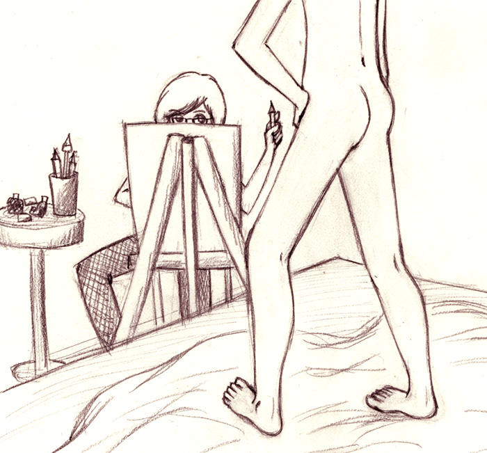 To pose nude!!! ... err, actually, I'm the drawer... My legs won't look that good and long naked! -- Actually I want to draw more and more and lose the computer.